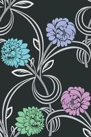 seamless pattern floral abstract on black background. vector