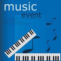 piano music poster.vector illustration.print and web design template for summer piano concert,party and music event. vector