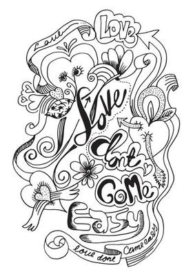 Creative heart  art doodles hand drawn Design illustration with text love dont come easy for t shirt design and graffity art.