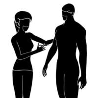 silueta de ilustración de personaje de vacuna sobre fondo blanco. vector