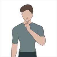 flat illustration of men in silence pose on isolated background. vector