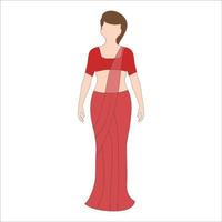 mujeres en traje indio ilustración de personaje sobre fondo blanco. vector