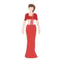 mujeres en traje indio ilustración de personaje sobre fondo blanco. vector