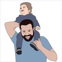 Ilustración digital de padre e hijo para el día del padre. vector
