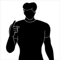 silhouette of young man pointing in aggression illustrated on white background. vector