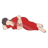 Women lying on the floor in Indian outfit. vector