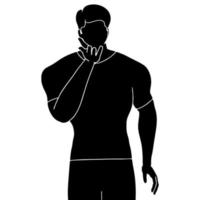 silhouette of men blowing kiss illustrated on isolated background. vector