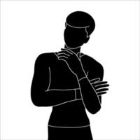 men in thinking pose character silhouette on white background. vector