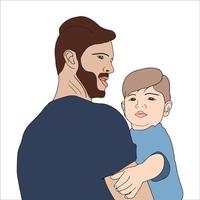 father and son digital illustration for fathers day. vector