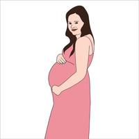 illustration of pregnant women isolated on white background. vector