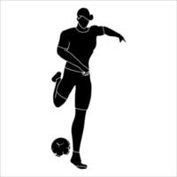 Ilustración de silueta de jugador de fútbol masculino sobre fondo blanco, vector