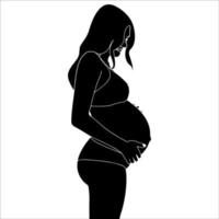 Ilustración de vector de silueta de mujer embarazada sobre fondo blanco.