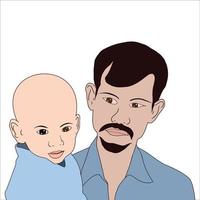 father and son digital illustration for fathers day. vector