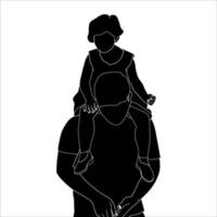 Father and Child hand drawn vector illustration.