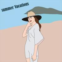 simple and attractive girl illustration for your next travel project. vector