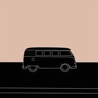 illustrated retro minibus for your summer travel and holiday projects. vector