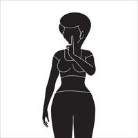 silhouette of girl in silence pose created on white background vector