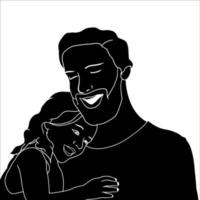 Father and Child hand drawn vector illustration.