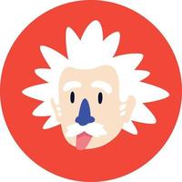 A mad scientist, a genius. Vector flat character for design projects. Image is isolated on white background. Icon of the character for advertising, website and printing. Mascot company. Badge. Emblem.