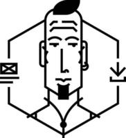 icono ideal para tus proyectos de diseño llamativos. la imagen está aislada sobre fondo blanco. personaje en el estilo de dibujos animados. avatar de un joven en un vector. iconos de estilo plano. vector