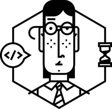 icono de un hombre en un estilo plano. icono de vector aislado sobre fondo blanco. la imagen del joven está lista para el sitio y la prensa. el carácter de la empresa. un joven con gafas.