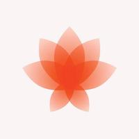 Lotus flower, logo, sign. Vector flat flower icon. Minimalistic image on an isolated background. Lotus for yoga studio, spa. The symbol of yogis. Emblem for the company. Red Rose.