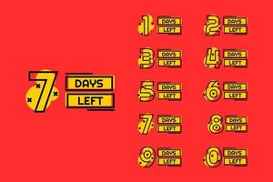 Set of number days left countdown vector