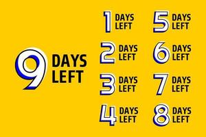 Set of number days left countdown vector