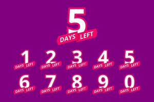 Set of number days left countdown vector