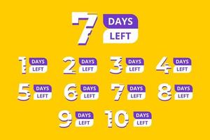 Set of number days left countdown vector