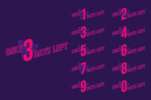 Set of number days left countdown vector