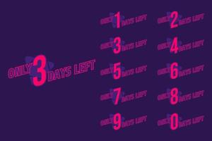 Set of number days left countdown vector