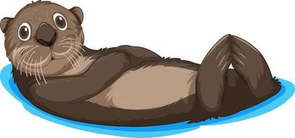 Cute otter floating in cartoon style vector