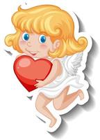 cupido niña sosteniendo un corazón en estilo de dibujos animados vector