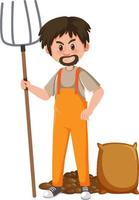 A farmer cartoon character on white background vector