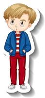 A boy wears bomber jacket cartoon character vector