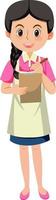 Young female waitress taking an order cartoon character on white background vector