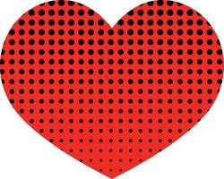 Red heart with black polka dots pattern vector