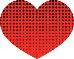 Red heart with black polka dots pattern vector