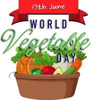 World Vegetable Day banner with vegetables and fruits basket vector