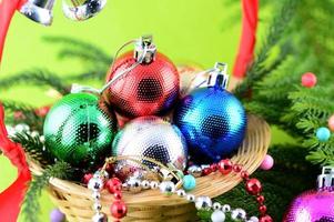 Christmas Decoration Christmas ball and ornaments with the branch of Christmas tree photo