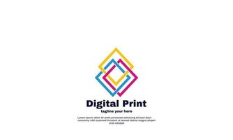 awesome abstract digital print logo design template vector