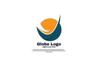 illustration globe logo template design orange color vector