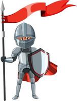 Medieval knight holding shield and flag vector