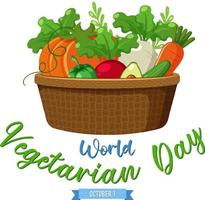 World Vegetarian Day logo with vegetable and fruit in basket vector