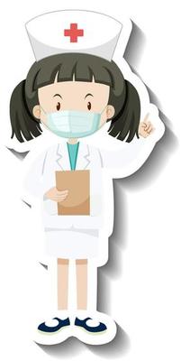 A nurse girl wearing mask cartoon character