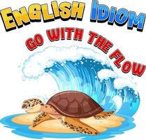 English idiom with picture description for go with the flow vector