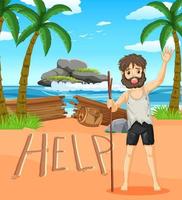 A man on deserted island isolated vector