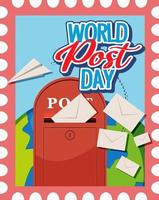 World Post Day banner with postbox and envelope vector