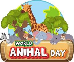 World Animal Day banner with wild animals vector